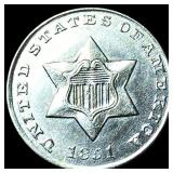 1851 Silver Three-Cent Piece  UNCIRCULATED