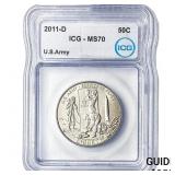 2011-D  ICG MS70 US ARMY 50C