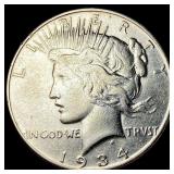 1934 Silver Peace Dollar NEARLY UNCIRCULATED