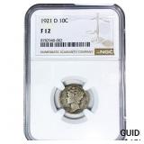1921-D Mercury Silver Dime NGC F12