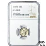 1939-D Mercury Silver Dime NGC MS67 FB