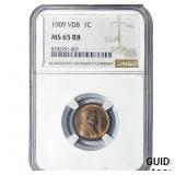 1909 Wheat Cent NGC MS65 RB