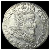 1594 Poland Silver 3 Groschen Sigismund III  UNCI