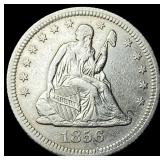 1856-O Silver Seated Liberty Quarter CLOSELY  UNC