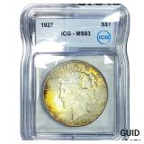 1927 Silver Peace Dollar ICG MS63