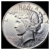 1924 Silver Peace Dollar CLOSELY UNCIRCULATED