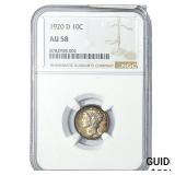1920-D Mercury Silver Dime NGC AU58