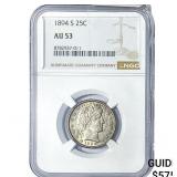 1894-S Barber Quarter NGC AU53