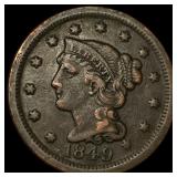 1849 Braided Hair Large Cent NEARLY  UNCIRCULATED