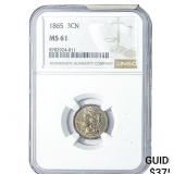 1865 Nickel Three Cent NGC MS61