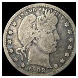 1909-O Silver Barber Quarter LIGHTLY  CIRCULATED