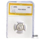 1890 Seated Liberty Dime PGA MS64
