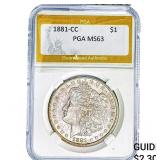1881-CC Morgan Silver Dollar PGA MS63