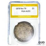 1878 Rev 79 Morgan Silver Dollar PGA AU53