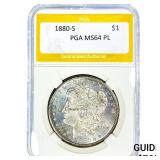 1880-S Morgan Silver Dollar PGA MS64 PL
