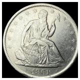 1861-O Silver Seated Liberty Half Dollar HIGH  GR