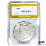 1922 Silver Peace Dollar PGA MS65