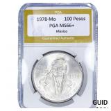 1978-Mo Mexico Silver 100 Pesos PGA MS66+