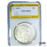 1935 Silver Peace Dollar PGA MS64