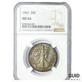 1941 Walking Liberty Half Dollar NGC MS64