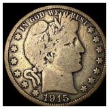 1915-S Silver Barber Half Dollar NICELY CIRCULATED