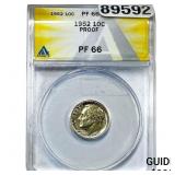 1852 Roosevelt Dime ANACS PF66 PROOF