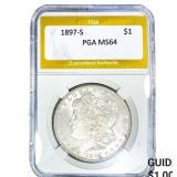 1897-S Morgan Silver Dollar PGA MS64