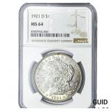 1921-D Morgan Silver Dollar NGC MS64