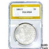 1881-S Morgan Silver Dollar PGA MS64