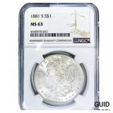 1881-S Morgan Silver Dollar NGC MS63