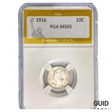 1916 Mercury Silver Dime PGA MS65