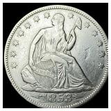 1853 Arrows/Rays Seated Liberty Half Dollar  NEAR