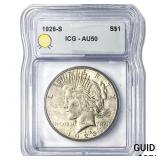 1928-S Silver Peace Dollar ICG AU50