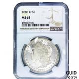 1883-O Morgan Silver Dollar NGC MS63