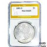 1881-S Morgan Silver Dollar PGA MS64