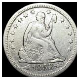 1853 Arrows/Rays Seated Liberty Quarter  NEARLY U