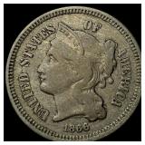 1866 Nickel Three-Cent Piece LIGHTLY  CIRCULATED