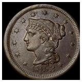 1853 Braided Hair Large Cent CLOSELY  UNCIRCULATE