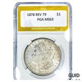 1878 REV 79 Morgan Silver Dollar PGA MS63