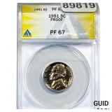 1951 Jefferson Nickel ANACS PF67 PROOF