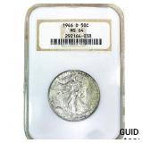 1946-D Walking Liberty Half Dollar NGC MS64