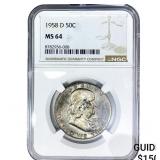 1958-D Franklin Half Dollar NGC MS64