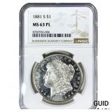 1881-S Morgan Silver Dollar NGC MS63 PL