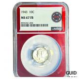 1943 Mercury Silver Dime NGC MS67 FB