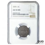 1870  2 CENT BN NGC AU55