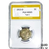 1913-D Buffalo Nickel PGA MS65 Type 1