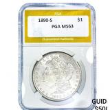 1890-S Morgan Silver Dollar PGA MS63