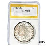 1885-CC Morgan Silver Dollar PGA MS63
