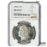 1883--O Morgan Silver Dollar NGC MS62 PL