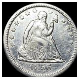1856-O Silver Seated Liberty Quarter CLOSELY  UNC